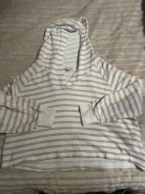 O'Neill Cream Hoodie with Brown Stripes